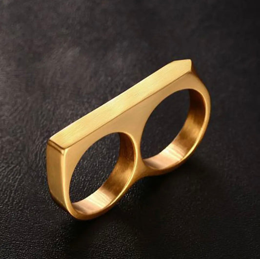 Alicia two finger Gold ring